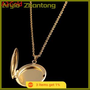 Aryio Stainless Steel Photo Locket Necklace 3 Colors Open Round Pendant Necklaces