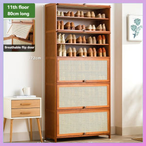 Bamboo Shoe cabinet dust-proof Shoe Rack Multilayer large-capacity Flip Door Shoe Cabinet