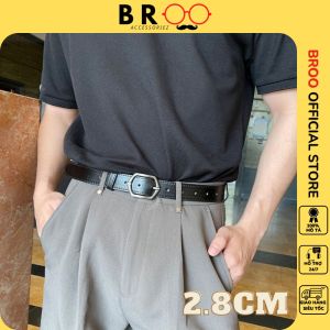 Thắt lưng nam Broobelt màu đen mặt lục giác đẹp dây nịt Hàn Quốc da pu cao cấp bản 2.8cm