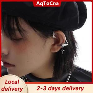 [COD] AqToCna Ship within 24 hours 1Pair Fashion Silver Color Star Clip Ear Cuff Earrings for Women Zircon No Piercing Trendy Ear Clip Gothic Irregular Earcuff Earring Jewelry