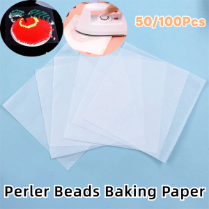 OWMXZL 50/100PCS Handmade Perler Beads Baking Paper Toy Accessories Reusable Advanced Ironing Sheet Gifts Iron-on Mat Perler Beadsheat-resistant Paper for Hama Beads Toy