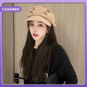 【CANAMEK】 Retro Literary Cloud Berets Hat Women Winter Autumn Solid Color Travel Casual Versatile Show Face Small Elegant Painter Hat