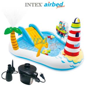 Intex ส่งฟรี สระสไลเดอร์ ฟิชชิ่ง ฟัน 2.18x1.88x0.99 ม. รุ่น 57162 + ที่สูบลมไฟฟ้า (สูบลมเข้า/ดูดลมออก)