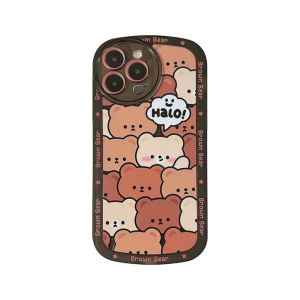 FOX Case Xiaomi Redmi 10C Casing Silicon Line Character Halo Brown Bear Transparant