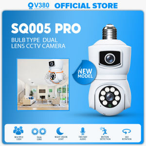 V380  SQ002 CCTV Camera Dual-Lens Bulb IP Surveillance Camera with 1080P Resolution Night Vision Two-Way Audio  128GB Storage 2.4G Wifi Connection