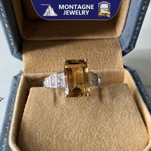 Montagne Jewelry Natural Natural Yellow quartz Citrine Ring for women Square Crystal Design Fine Jewellery 925 Silver Ring