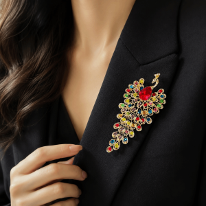 SWEET Colorful Pea Rhinestone Brooch Exquisite Crystal Chest Flower Pin Vintage Decoration Phoenix Brooch Clip For Women