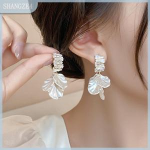 【SHANGZE4】 Fashion Imitation Dangle Earrings White Zirconia Flower Bridal Earring Party Accessories For Women