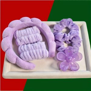 ชุดที่คาดผมสปาสำหรับผู้หญิง6ชิ้น/เซ็ตที่หนีบผมห่วงที่คาดผมกรงเล็บสำหรับสปาของผู้หญิงสายรัดข้อมือสำหรับล้างหน้าชุดแต่งหน้าบำรุงผิวของขวัญคริสต์มาส