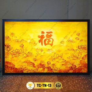 Đèn Hào Quang Trúc Chỉ In Combo Bộ Đôi - Tranh Ngang Trang Trí Bàn Thờ Phòng Thờ CDN-02-46