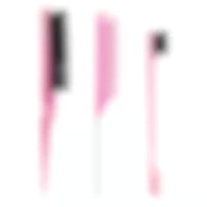 Pink Hair Brush Set - 3 Pcs Slick Back Rat Tail Teasing Comb for Kids and Baby Hair Smoothing