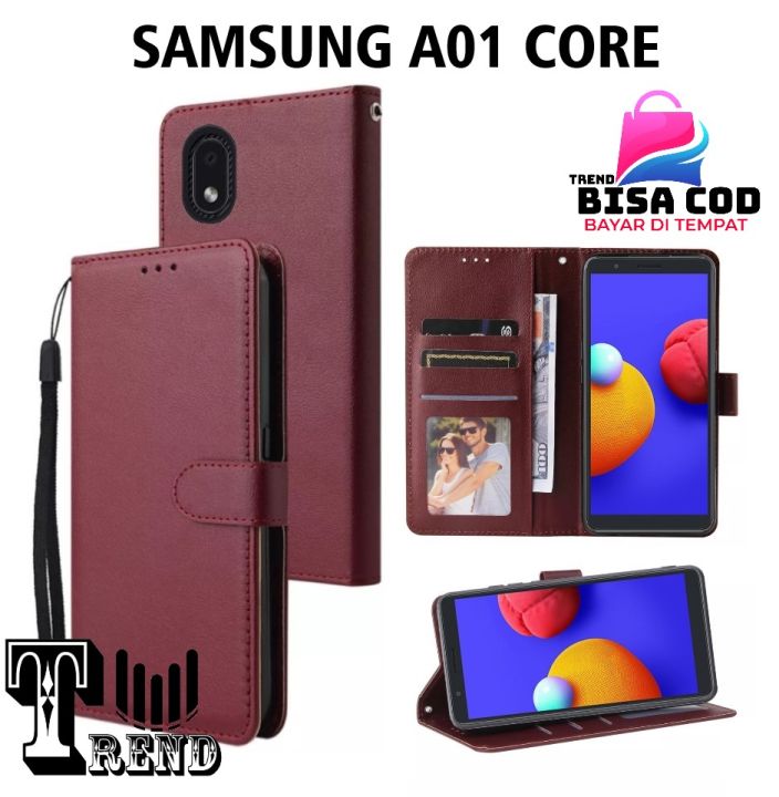 LEATHER CASE FLIP UNTUK SAMSUNG A01 CORE (2020) -FLIP WALLET CASE