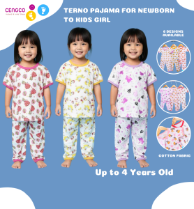 3 Pairs Terno Pajama For Girls Newborn to Toddler Tshirt Pure Cotton Non Faded Prints 0 to 4 Years Old