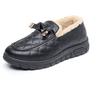 Free Shipping WomenS Winter Cotton Shoes Soft-Soled Non-Slip Fleece-Lined For Warmth Suitable For Mothers Waterproof Leather Upper Ideal For Walking
