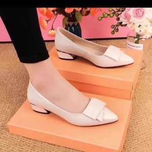 Free Shipping WomenS Chunky Heel Flats 2026 Autumn New Style Shallow-Toe Low-Heel Pointed-Toe Soft Leather Versatile And Suitable For Work