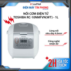 [Hỏa Tốc 2H] Nồi cơm điện tử Toshiba RC-10NMFVN(WT) - Lòng nồi dày 4mm giữ ấm cơm đến 24H - Sản xuất tại Thái Lan - Hàng chính hãng bảo hành 12 tháng