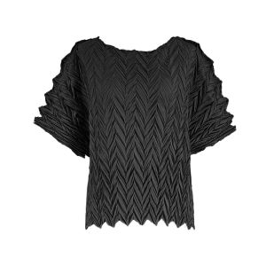 5538 Summer Loose Wave Pleated Top T-Shirt Women Short Sleeve Clothing One Size (45-75kg)