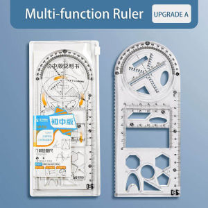 Multifunctional Geometric Ruler Drawing Ruler Plastic Template Ruler Measuring Ruler Geometric Drafting Tool for Student School Office Supplies