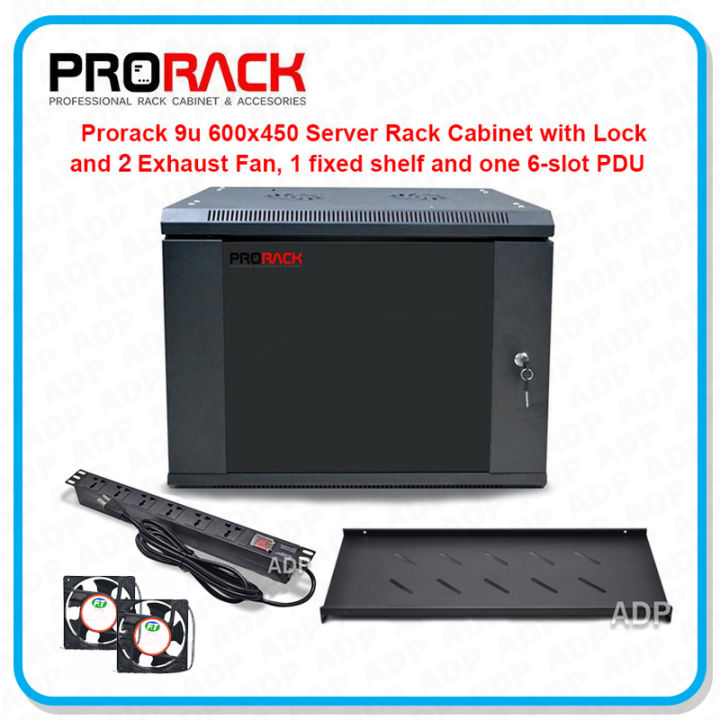 Pro Rack Cctv PRORACK 9U 600x450 CCTV Rack Cabinet with 1 fixed shelf / 2 Exhaust Top ...