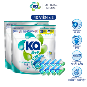 Combo 2 Túi Viên Giặt Quần Áo KA pod 4 Trong 1 Kháng Khuẩn Giữ Màu Làm Sâu - 40 Viên/túi