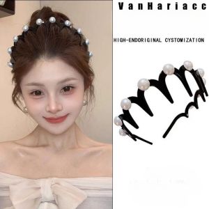 【VanHariacc】ที่คาดผมมัดผมไข่มุกแฟชั่นที่คาดผมล้างผู้หญิงเครื่องประดับผม
