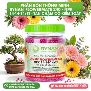 Phân Bón Thông Minh RYNAN Flowermate 240 NPK 14-14-14+TE Tan Chậm - Chuyên Hoa Kiểng 150g.