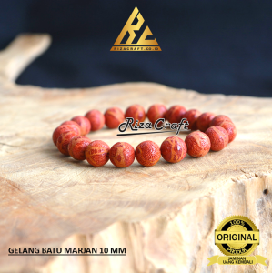 Gelang Batu Alam Akik Marjan Merah Asli 10 mm Kualitas Terbaik