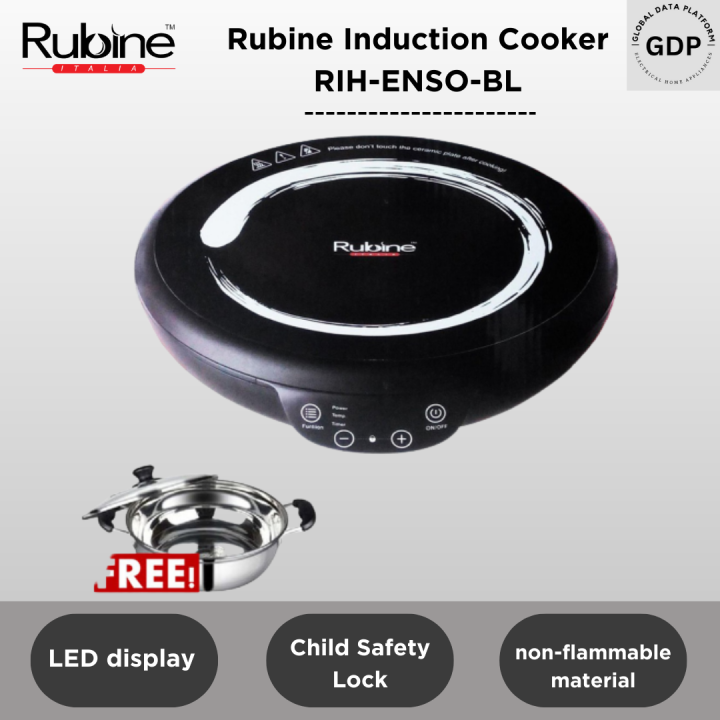 Rubine Single Induction Cooker RIHENSOBL with Free Pot and Safety