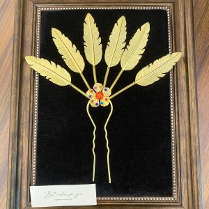 THANKSKY Hoa Kẹp tóc hình lá kim loại Thái Lan Cổ xưa Kim cương giả Nĩa tóc vàng Cổ điển Phụ kiện đội đầu Kẹp tóc hình chữ U Hanfu