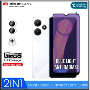 Paket 2in1 Tempered Glass For INFINIX HOT 9 30 30i NFC Anti 10D Blue Light Free Camera