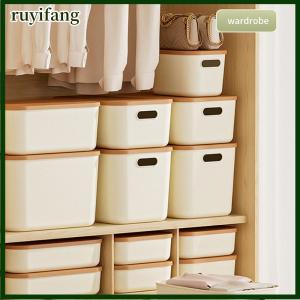 ruyifang กล่องเก็บของจิปาถะตั้งโต๊ะพร้อมฝาตู้เสื้อผ้าลิ้นชักเก็บเสื้อผ้าตะกร้าเก็บของพลาสติกสำหรับจัดระเบียบเครื่องสำอางของเล็กๆ