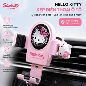 Giá Đỡ Điện Thoại Xe Hơi Sanrio Hello Kitty Khóa Tự Động Trọng Lực Kẹp Cửa Gió Cao Cấp Nhựa ABS Silicon Chống Trượt ZJ01-KT ZJ02