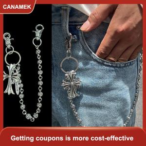 【CANAMEK】 Cá Tính Ví Chuỗi Punk Hip Hop Rock Quần Chuỗi Kim Loại Chữ Thập Người Đàn Ông Phụ Nữ Túi Đính Mặt Dây Chuyền