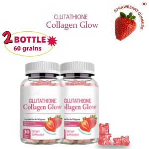 2/4PCS Glutathione Collagen Gummies 60 pcs. Korean original 100% vegan strawberry cranberry flavor anti-aging skin whitening collagen vitamins improve energy and immunity promote metabolism prevent melanin production