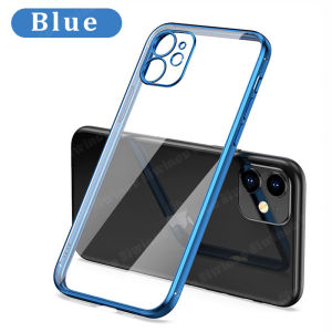 NIWINEE เคสโทรศัพท์เนื้อนิ่ม TPU ขอบสี่เหลี่ยมแบบตรงชุบหรูหราสำหรับ iPhone 15 14 Plus 13 12 11 Pro Max Mini X XR XS Max 8 7 6S Plus + SE 2020เคสเคสกันกระแทกใสพร้อมเลนส์กล้องเต็มขายดี