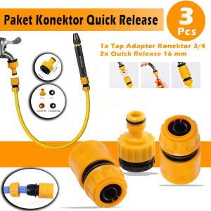 Isi 3 Paket Soket Female Konektor Connector Selang 16 Mm Quick Release 16 mm 1/2" 5/8" Konektor Kran Quick Connect - Tap Adapter Kran Komplit