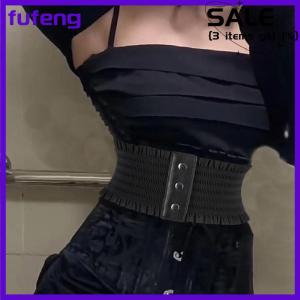 fufeng New Simple Design Womens Elastic Wide Waistband Hemline Decoration Cummerbund Ladies Overcoat Belt For Women