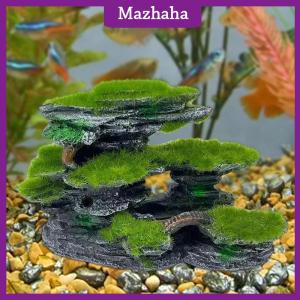 Mazhaha Aquarium Mountain View StoneAquarium View Stone Mossed Aquarium Hideout Submersible Resin Aquarium Decorations Large