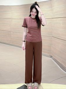 BỘ THUN GÂN TĂM LẠNH QUẦN DÀI ỐNG RỘNG KÈM ÁO CO GIÃN-TKS86