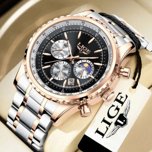 LIGE Luxury New Men Watch Quartz Man Watches Waterproof Luminous Watch for Men Date Chronograph Sport Wristwatch + Box