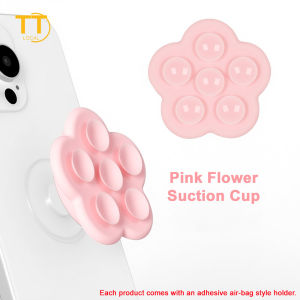 Tri-Town Multifunctional Suction Cup Phone Case Holder Silicon Wall Stand Simple Solid Color Car Bracket - Flower Shape