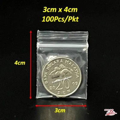 (SUPER SMALL) PE Plastic Zipper Bag / Transparent Packaging Plastic Bag with Sealable Zipper / Zip Lock Bag RED/BLUE 100pcs/PKT