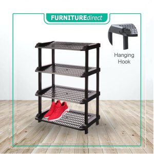 Furniture Direct 2288A waterproof 4 tier shoe rack with hanging hook