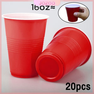 Jozoo 50pcs Big Red Cups 16Oz/2Oz Party Cups Beer Pong Cups American Red Cup Shot Glass Plastic Cups Party Festival Christmas New Year