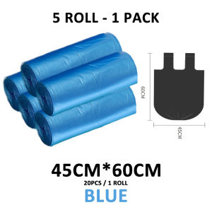 Garbage Bag Handle Disposable Trash Bags Waste Bin Rubbish Bags 100pcs 5 Rolls