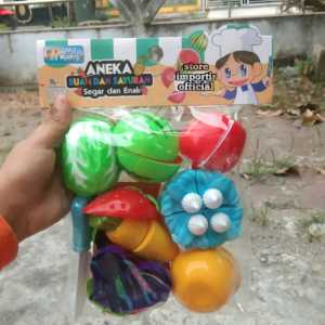 Mainan Anak Masak Masakan Buah Potong MF 20 / MF 19 Edukasi Kue Tart Buah Potong Set Talenan Murah | Mainan Anak Edukasi Aneka Buah Kue Dan Sayuran Kemasan Kantong Bahan Dari Plastik | Mainan Sayuran Buag Dan Kue Tart Potong Terbaru Set