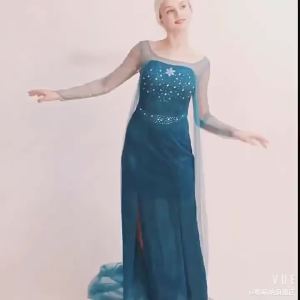 Princess Long Dress Sequin Mesh Costume Snow Queen Costume Party Dress Halloween Carnival Cosplay Costume