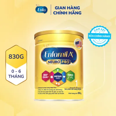 Sữa bột Enfamil A+ NeuroPro 1 Vị thanh mát 2FL HMO với dưỡng chất DHA & MFGM cho trẻ từ 0 – 6 tháng tuổi– 830g