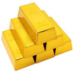 GOXBERK Glittering Fake Gold Bar Simulation Paperweight Golden Brick Office Accessory Movie Prop Bullion Bar Home Decor