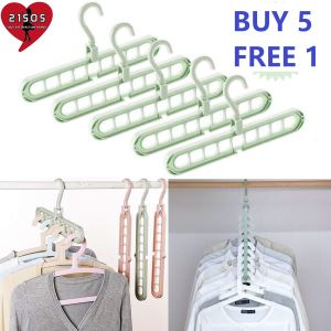 9 Holes Hanger Multi-function Cascading Magic Clothes Hangers Space Saving Folding Closet Storage Magic Wardrobe Anti Skid Drying Rack Clothes Storage Holder 21SOS Nine hole Rotating Clothes Organizer (Buy 5 FREE 1) 九孔衣架多功能折叠魔术衣架